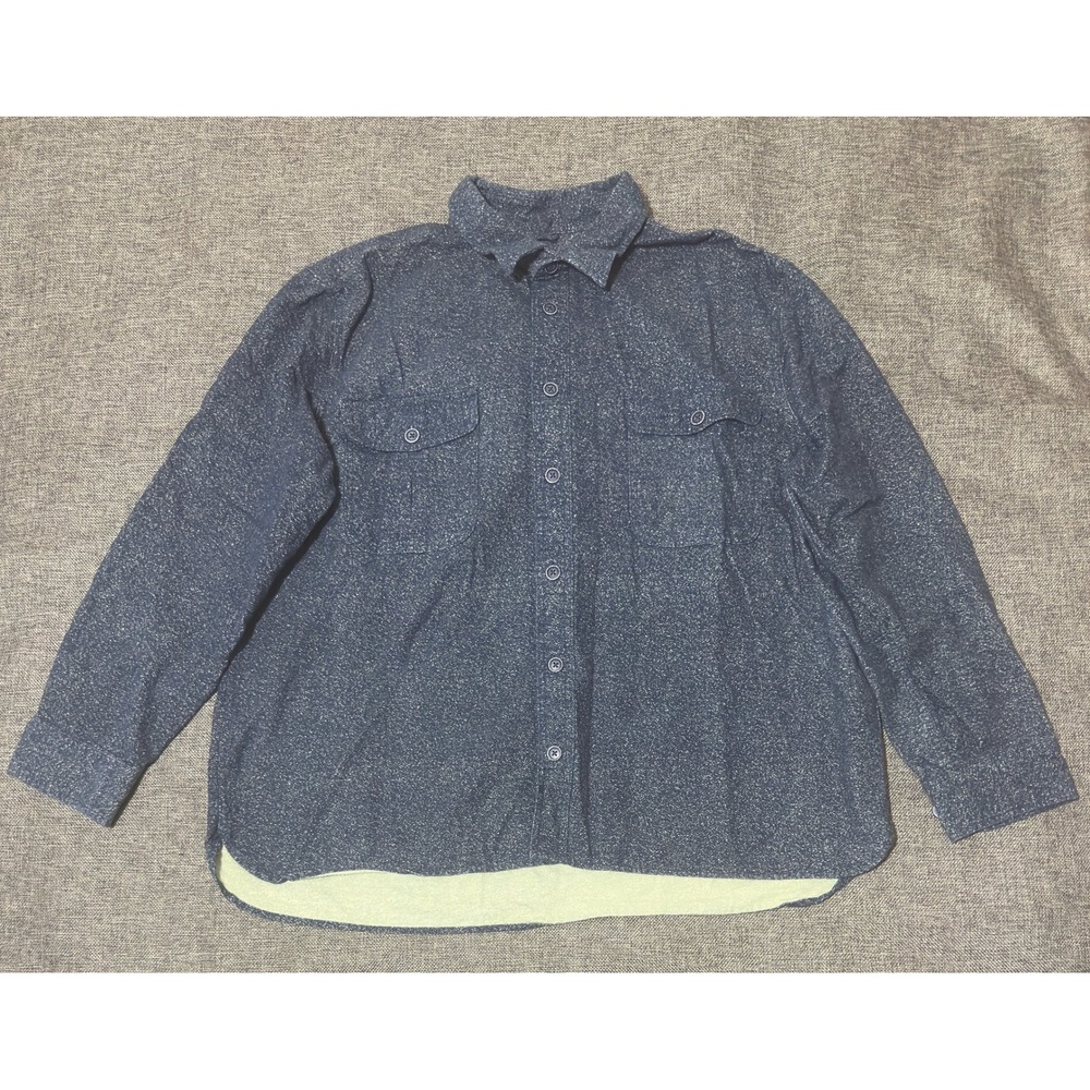 Freedom Foundry Mens XXL Button Up Shirt Blue Speckled Flannel Cotton